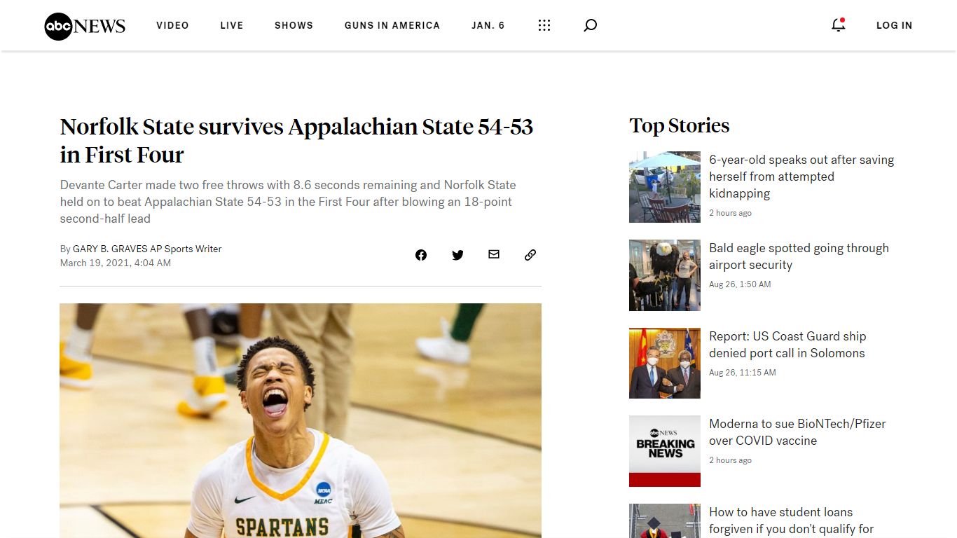 Norfolk State survives Appalachian State 54-53 in First Four