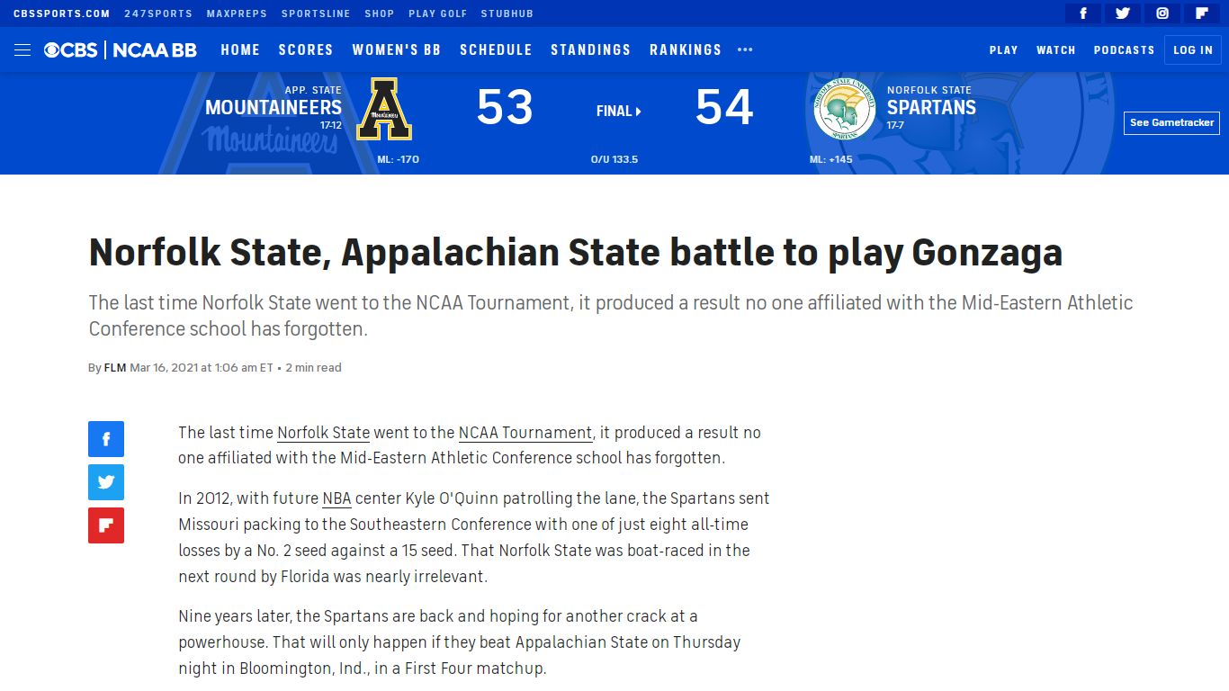 Norfolk State, Appalachian State battle to play Gonzaga